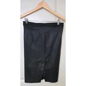 New Y2K Helmut Lang Leather Skirt Stretch Plonge Black Size 6 NWT MSRP $695
